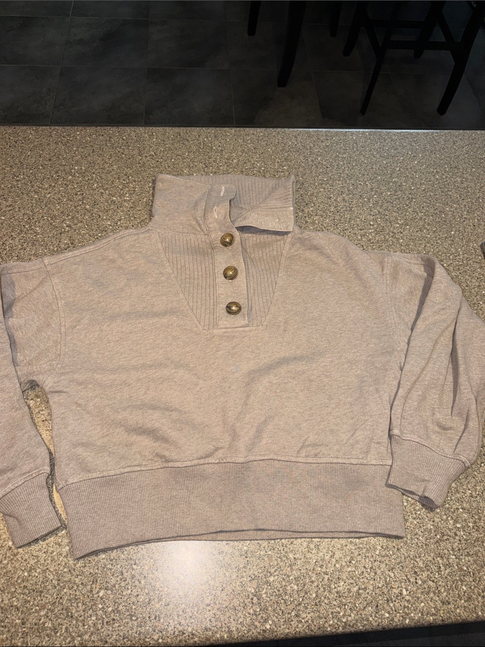 aerie Oversized Button-Front Mock Neck Sweatshirt